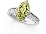 White gold Fancy Yellow Marquise  Cut Milgrain Channel Set Engagement Ring with Solitaire Prong Setting_1