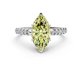 White gold Fancy Yellow Marquise  Cut Pavé Band Solitaire Ring with Four-Prong Setting_12