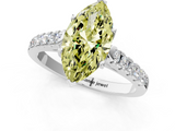 White gold Fancy Yellow Marquise  Cut Pavé Band Solitaire Ring with Four-Prong Setting_13