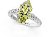 White gold Fancy Yellow Marquise  Cut Pavé Band Solitaire Ring with Four-Prong Setting_29