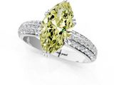 White gold Fancy Yellow Marquise  Cut Pave Diamond Engagement Ring with Channel Set Band and Four-Prong Setting_1