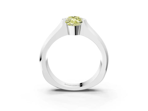 White gold Fancy Yellow Marquise Cut Solitaire Bezel Set Diamond Ring with Wide Band_15