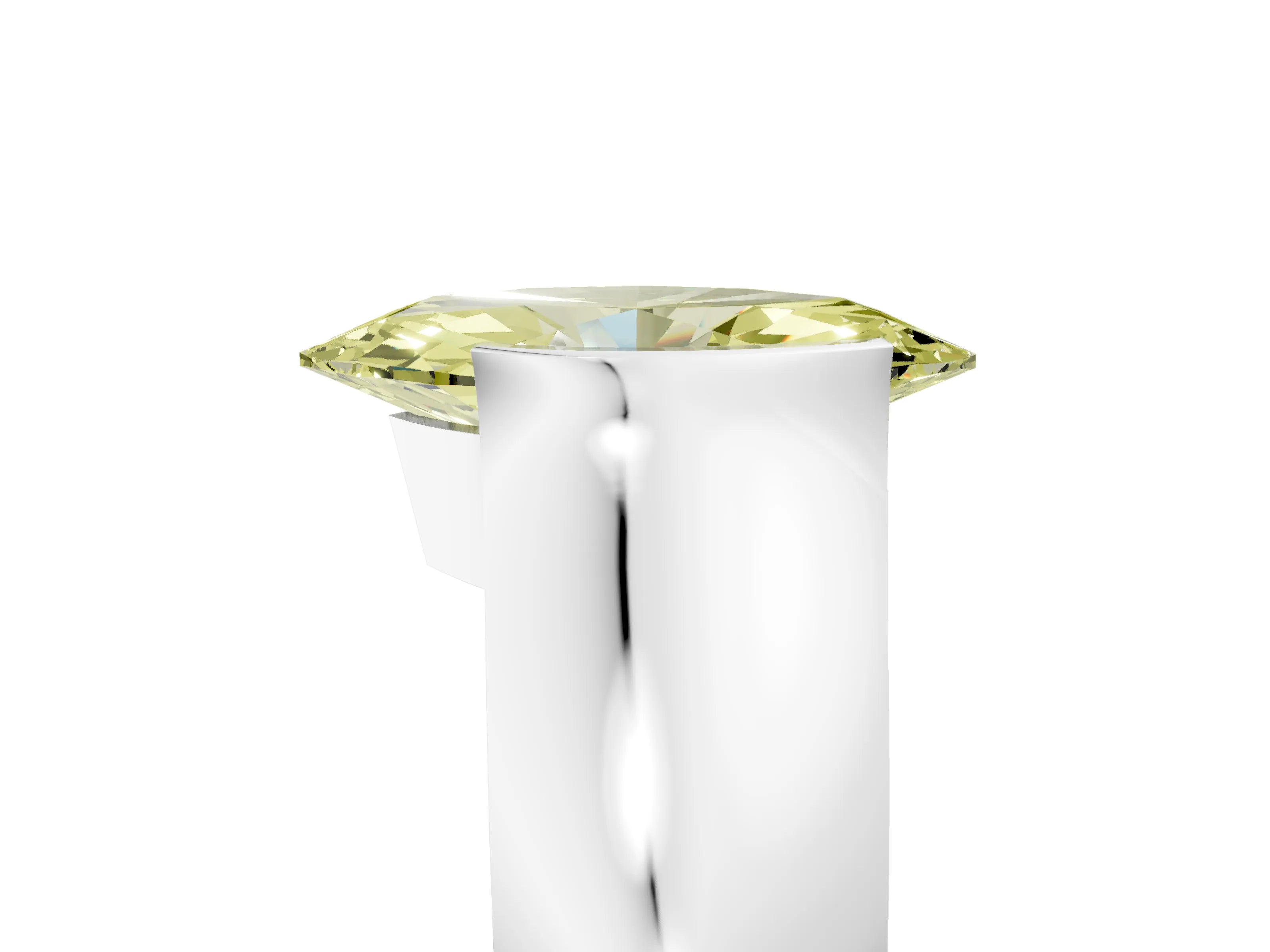 White gold Fancy Yellow Marquise Cut Solitaire Bezel Set Diamond Ring with Wide Band_17