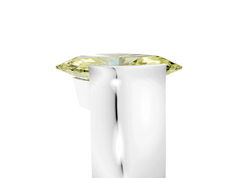 White gold Fancy Yellow Marquise Cut Solitaire Bezel Set Diamond Ring with Wide Band_17