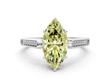 White gold Fancy Yellow Marquise Cut Solitaire Cathedral Diamond Engagement Ring with Channel-Set Band and Four-Prong Setting_15