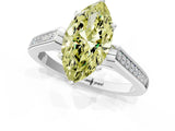 White gold Fancy Yellow Marquise Cut Solitaire Cathedral Diamond Engagement Ring with Channel-Set Band and Four-Prong Setting_16