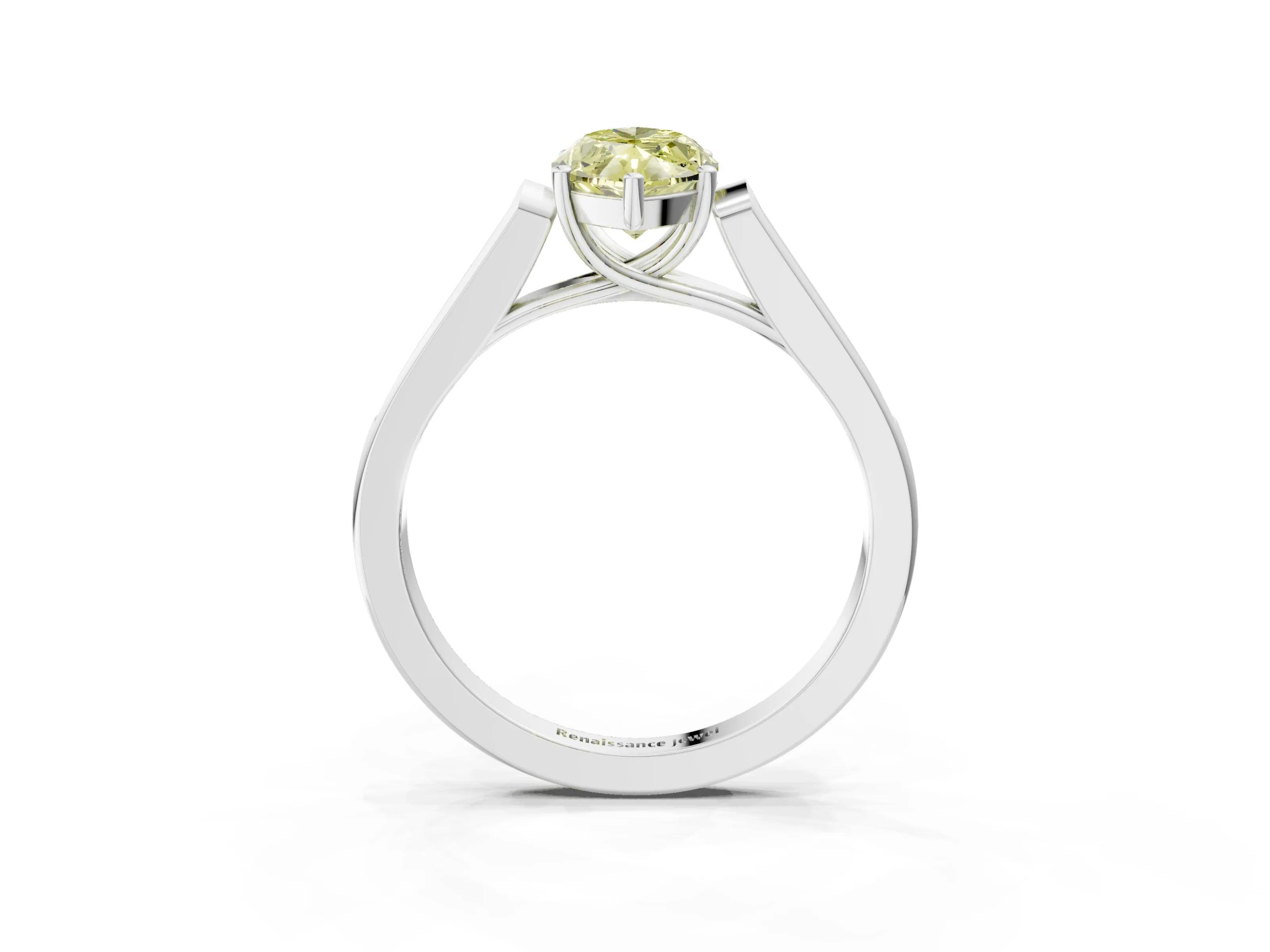 White gold Fancy Yellow Marquise Cut Solitaire Cathedral Diamond Engagement Ring with Channel-Set Band and Four-Prong Setting_18