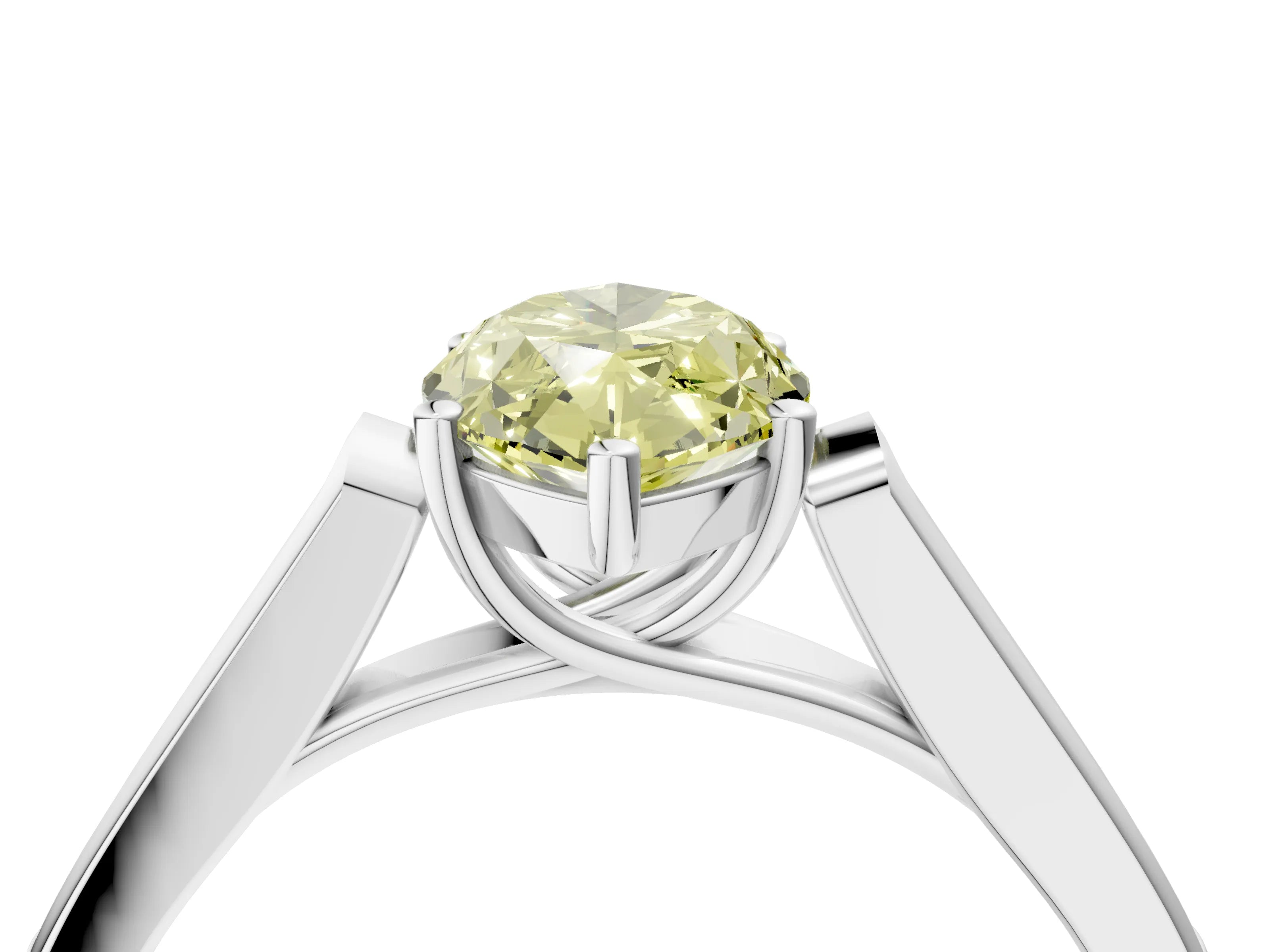 White gold Fancy Yellow Marquise Cut Solitaire Cathedral Diamond Engagement Ring with Channel-Set Band and Four-Prong Setting_7