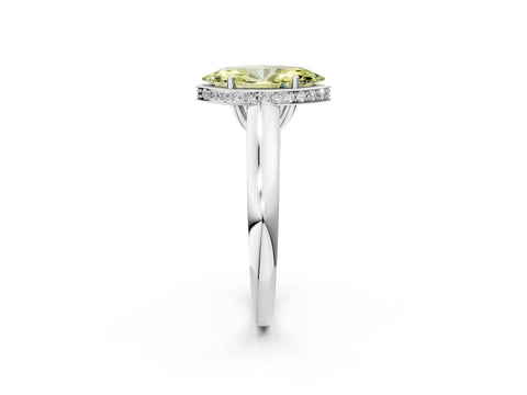 White gold Fancy Yellow Marquise Cut Solitaire Diamond Engagement Ring with Four-Prong Setting and Tapered Band_14