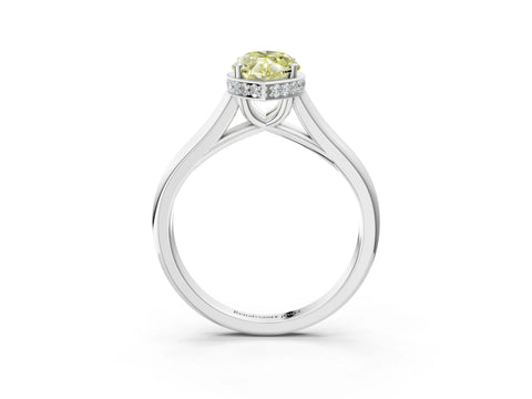 White gold Fancy Yellow Marquise Cut Solitaire Diamond Engagement Ring with Four-Prong Setting and Tapered Band_15