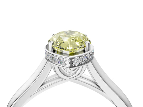 White gold Fancy Yellow Marquise Cut Solitaire Diamond Engagement Ring with Four-Prong Setting and Tapered Band_16