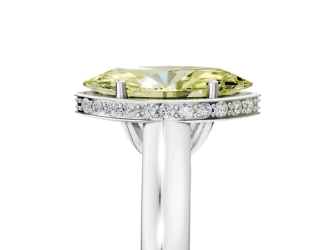 White gold Fancy Yellow Marquise Cut Solitaire Diamond Engagement Ring with Four-Prong Setting and Tapered Band_17