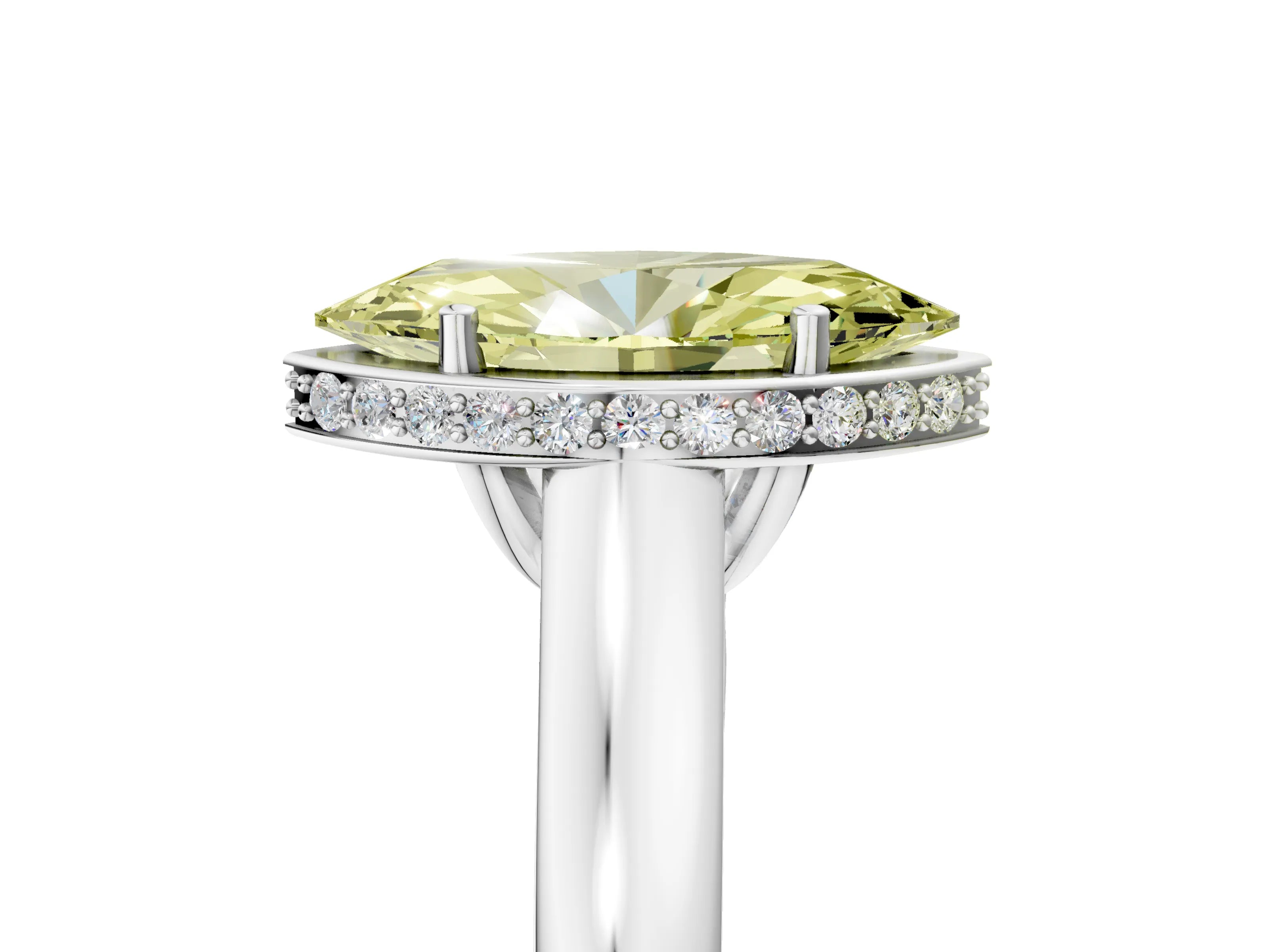 White gold Fancy Yellow Marquise Cut Solitaire Diamond Engagement Ring with Four-Prong Setting and Tapered Band_17