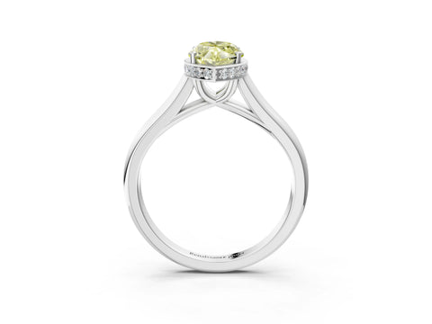 White gold Fancy Yellow Marquise Cut Solitaire Diamond Engagement Ring with Four-Prong Setting and Tapered Band_3