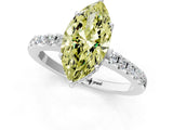 White gold Fancy Yellow Marquise Cut Solitaire Diamond Engagement Ring with Pavé Band and Six-Prong Setting_13