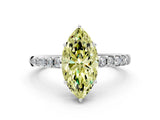 White gold Fancy Yellow Marquise Cut Solitaire Diamond Engagement Ring with Pavé Band and Six-Prong Setting_24