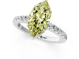 White gold Fancy Yellow Marquise Cut Solitaire Diamond Engagement Ring with Pavé Band and Six-Prong Setting_25