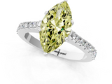White gold Fancy Yellow Marquise  Cut Solitaire Diamond Engagement Ring with Pave Band and Four-Prong Setting_1