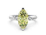 White gold Fancy Yellow Marquise Cut Solitaire Diamond Engagement Ring with Twisted Pave Band and Four-Prong Setting_19