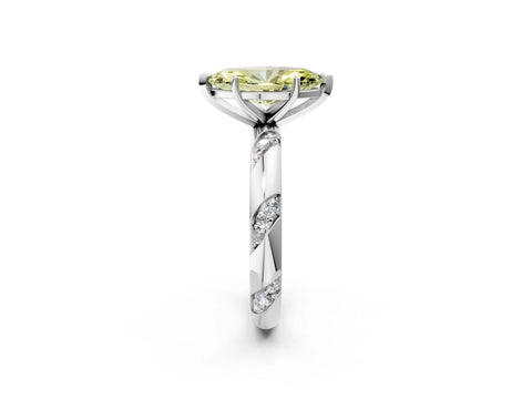 White gold Fancy Yellow Marquise Cut Solitaire Diamond Engagement Ring with Twisted Pave Band and Four-Prong Setting_21