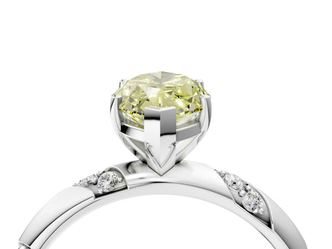 White gold Fancy Yellow Marquise Cut Solitaire Diamond Engagement Ring with Twisted Pave Band and Four-Prong Setting_23