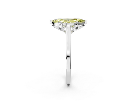 White gold Fancy Yellow Marquise  Cut Solitaire Diamond Ring with Flower-Prong Setting and Classic Band_2