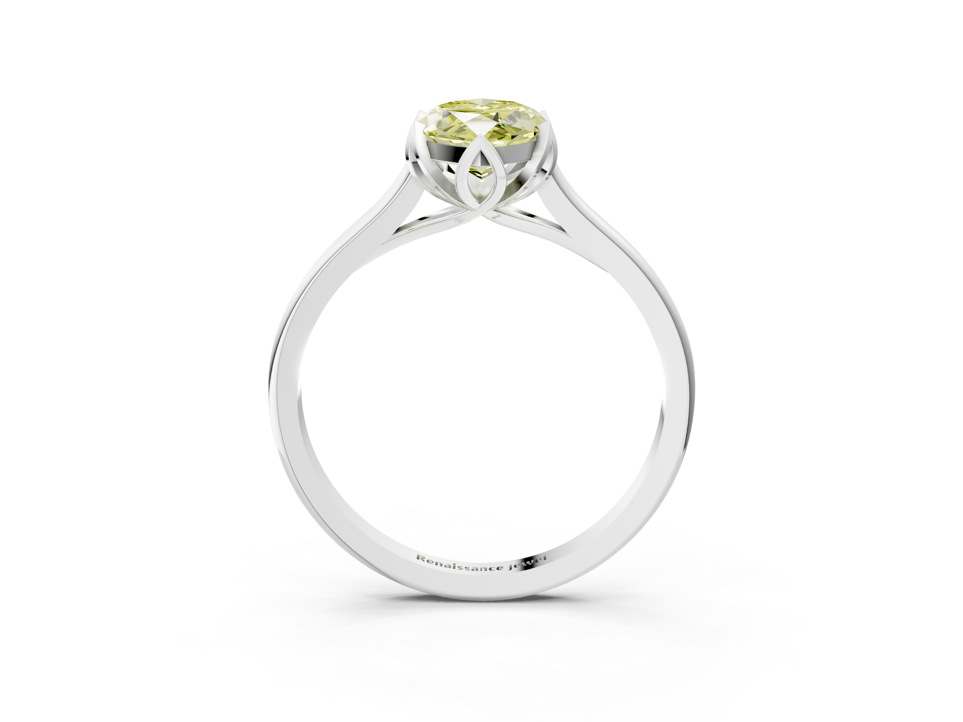 White gold Fancy Yellow Marquise  Cut Solitaire Diamond Ring with Flower-Prong Setting and Classic Band_3