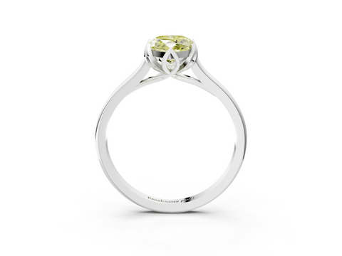 White gold Fancy Yellow Marquise  Cut Solitaire Diamond Ring with Flower-Prong Setting and Classic Band_3