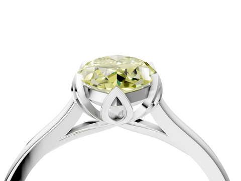White gold Fancy Yellow Marquise  Cut Solitaire Diamond Ring with Flower-Prong Setting and Classic Band_4