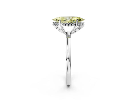 White gold Fancy Yellow Marquise Cut Solitaire Diamond Ring with Prong Setting and Plain Band_14
