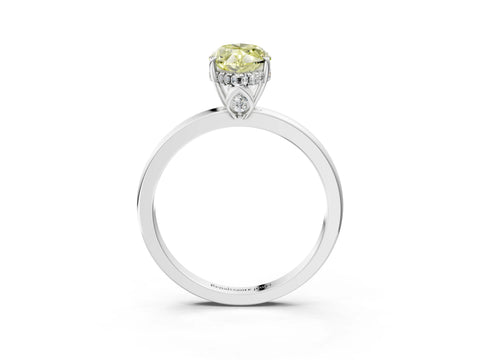 White gold Fancy Yellow Marquise Cut Solitaire Diamond Ring with Prong Setting and Plain Band_15