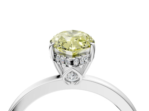 White gold Fancy Yellow Marquise Cut Solitaire Diamond Ring with Prong Setting and Plain Band_16