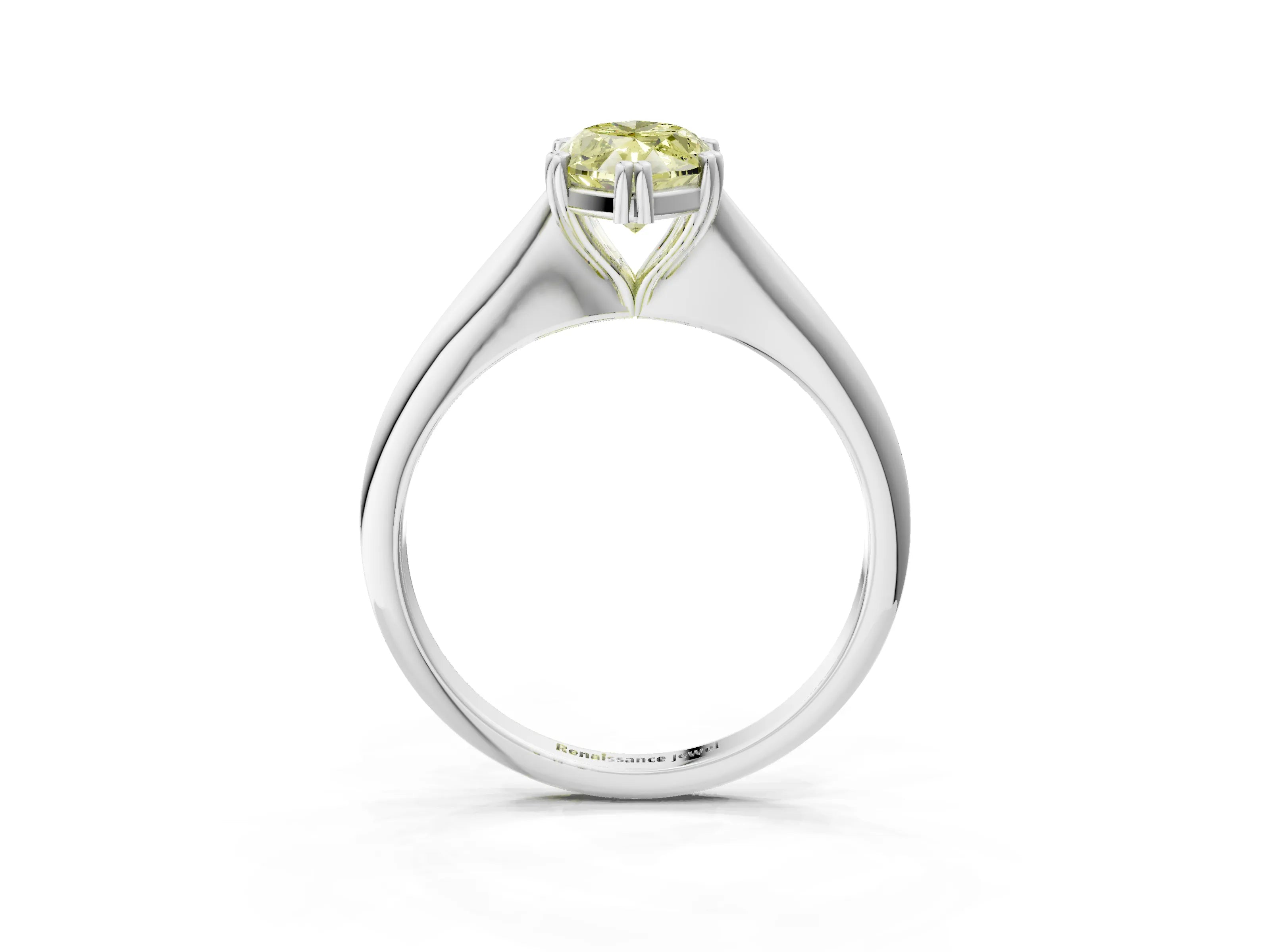 White gold Fancy Yellow Marquise Cut Solitaire Diamond Ring with Six-Prong Setting and Classic Band_3