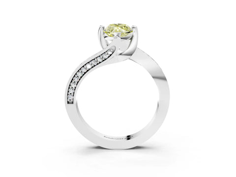 White gold Fancy Yellow Marquise Cut Solitaire Diamond Twist Band with Pavé Setting and Four-Prong Setting_15