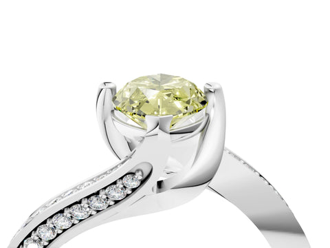 White gold Fancy Yellow Marquise Cut Solitaire Diamond Twist Band with Pavé Setting and Four-Prong Setting_16