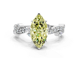 White gold Fancy Yellow Marquise  Cut Solitaire Diamond Twisted Band with Pave Setting