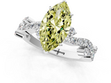 White gold Fancy Yellow Marquise  Cut Solitaire Diamond Twisted Band with Pave Setting_1