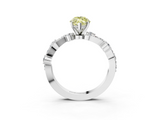 White gold Fancy Yellow Marquise  Cut Solitaire Diamond Twisted Band with Pave Setting_3