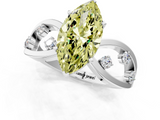 White gold Fancy Yellow Marquise  Cut Solitaire Diamond with Side Stones on Criss-Cross Band and Four-Prong Setting_1