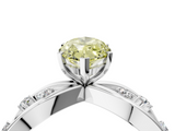 White gold Fancy Yellow Marquise  Cut Solitaire Diamond with Side Stones on Criss-Cross Band and Four-Prong Setting_4