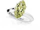 White gold Fancy Yellow Marquise  Cut Solitaire Engagement Ring with Flat Band and Four-Prong Setting 1