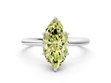 White gold Fancy Yellow Marquise  Cut Solitaire Engagement Ring with Four-Prong Setting and Classic Band