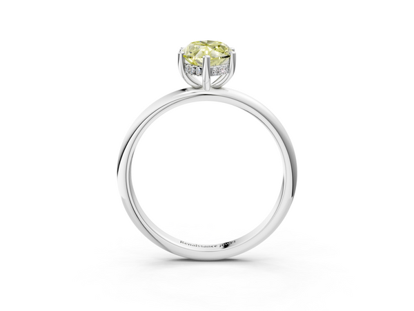 Platinum Fancy Yellow Marquise  Cut Solitaire Engagement Ring with Four-Prong Setting and Classic Band