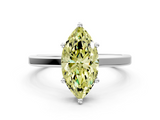 White gold Fancy Yellow Marquise  Cut Solitaire Engagement Ring with Four-Prong Setting on a Classic Band