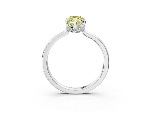 White gold Fancy Yellow Marquise  Cut Solitaire Engagement Ring with Four-Prong Setting on a Classic Band