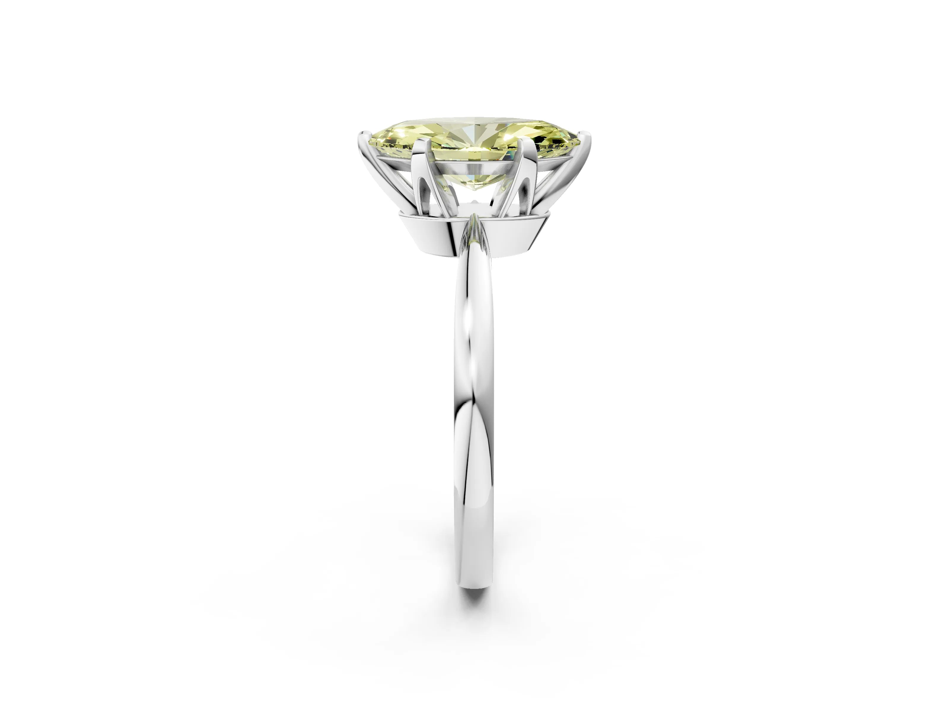 White gold Fancy Yellow Marquise Cut Solitaire Engagement Ring with Six-Prong Setting and Tapered Band_2