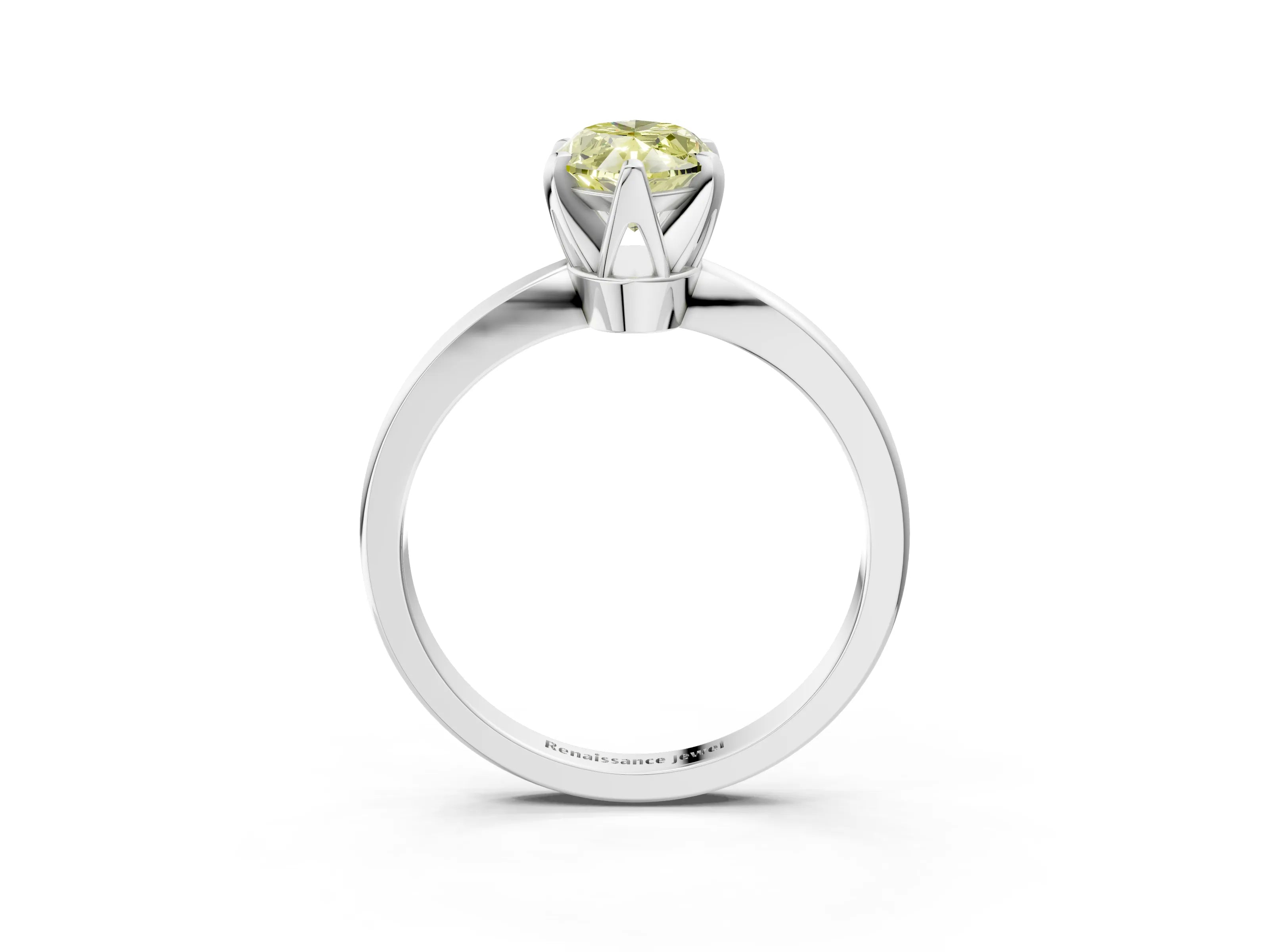 White gold Fancy Yellow Marquise Cut Solitaire Engagement Ring with Six-Prong Setting and Tapered Band_3