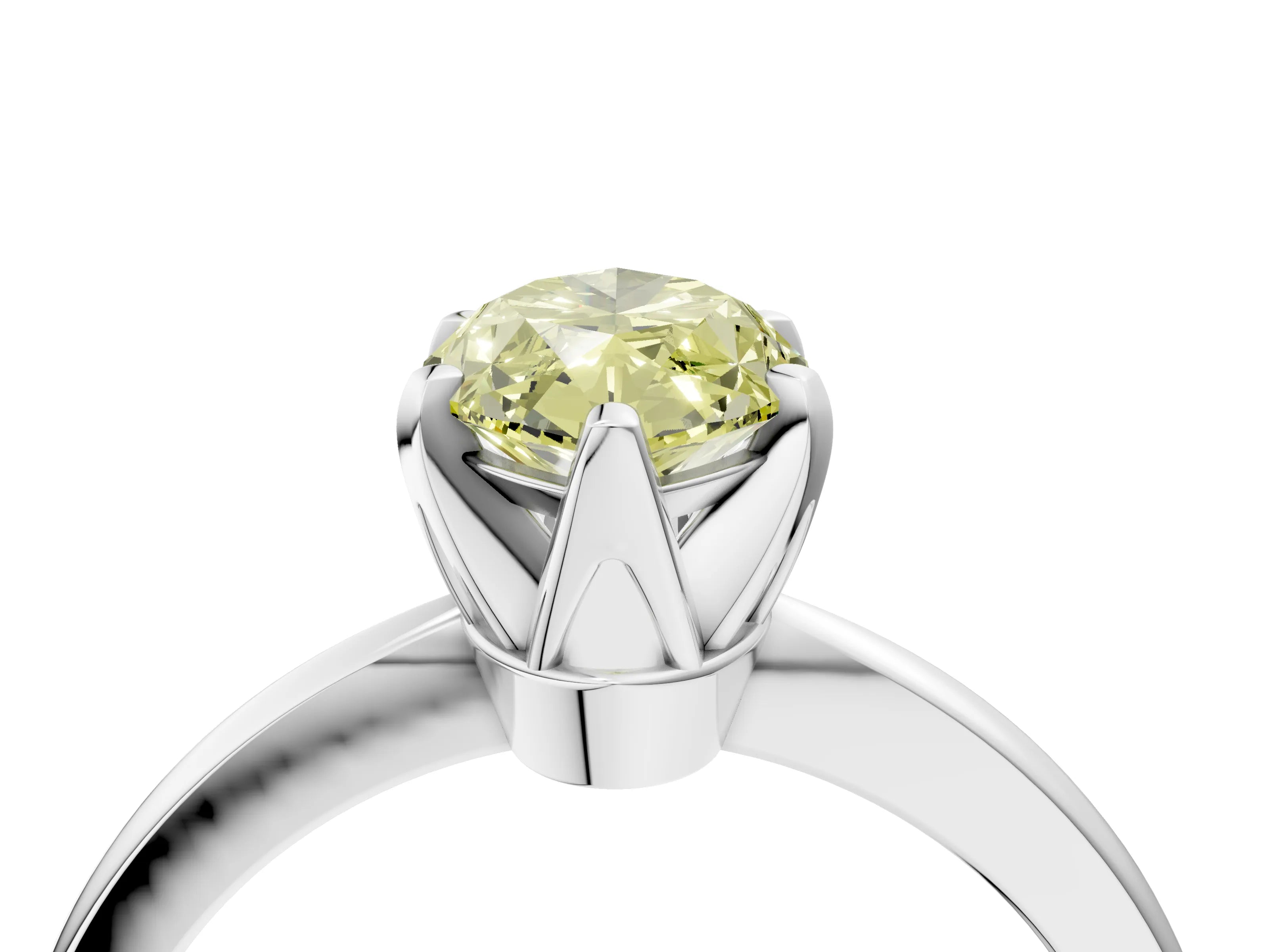 White gold Fancy Yellow Marquise Cut Solitaire Engagement Ring with Six-Prong Setting and Tapered Band_4