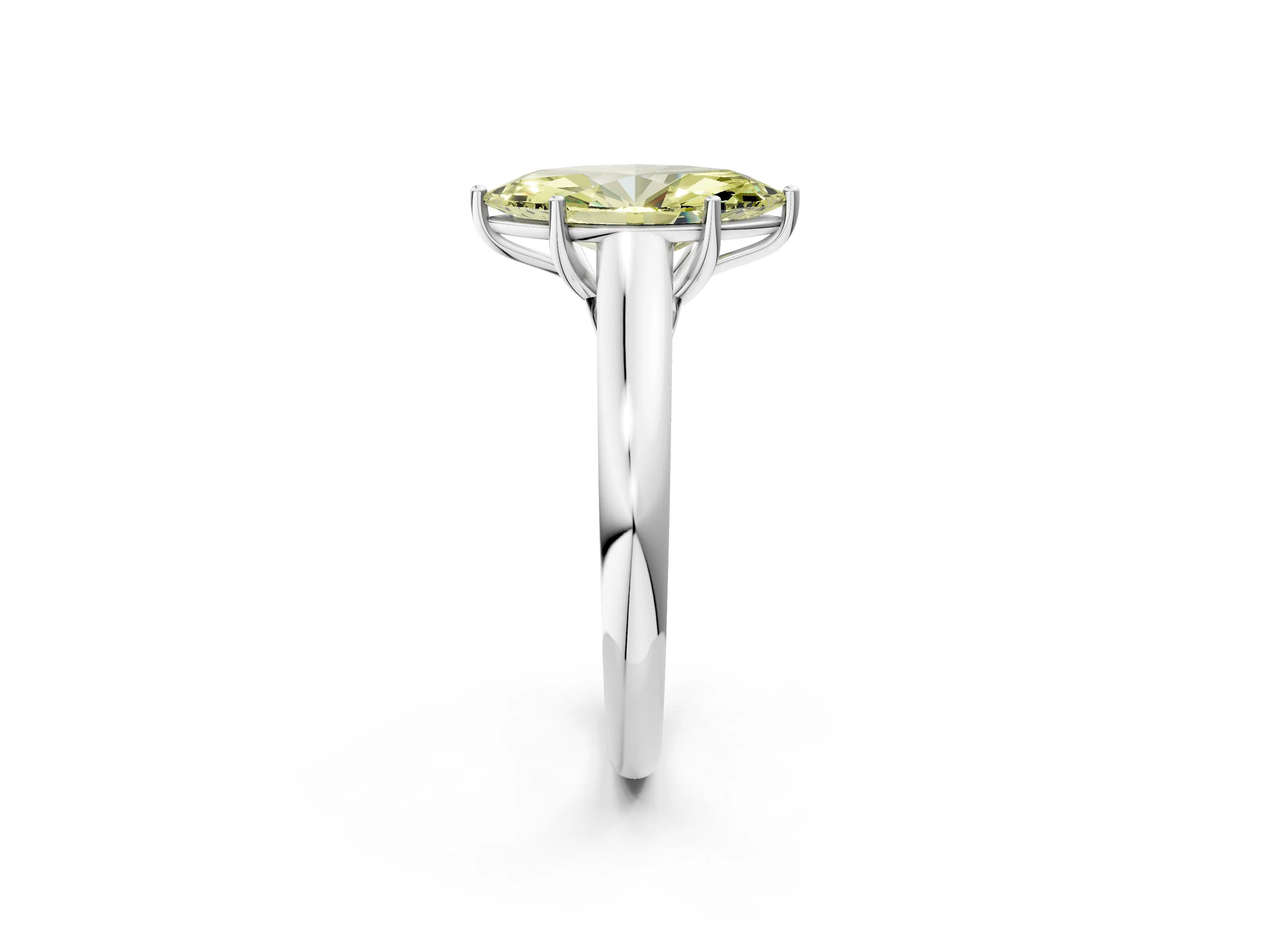 White gold Fancy Yellow Marquise Cut Solitaire Engagement Ring with Tapered Band and Four-Prong Setting_17