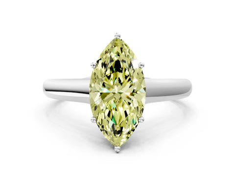 White gold Fancy Yellow Marquise Cut Solitaire Engagement Ring with Tapered Band and Four-Prong Setting_3